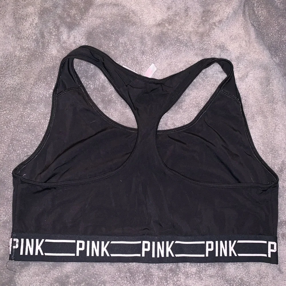 PINK Victoria's Secret Racerback Black Sports Bra with Logo Band
